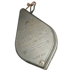 Vintage Irwin Straight-Line Chalk Line Reel Plumb Bob Metal Tool Made In USA